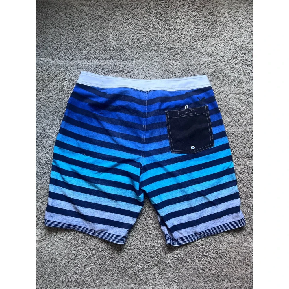 American Eagle Mens Blue Striped Swim Trunks Size Medium‎